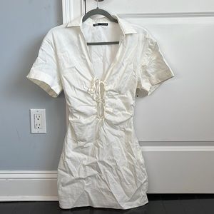 Zara white mini dress with collar and cut out